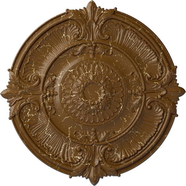 Ekena Millwork Attica Acanthus Leaf Medallion (Canopies up to 4 5/8"), 53 1/2"OD x 3 1/2"P, Smokey Topaz Crackle CM53ATSTC - main